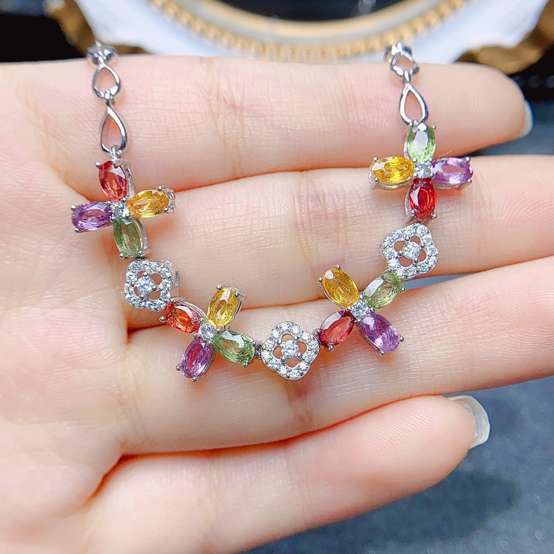 Natural Magnesium Aluminum Garnet Necklace 4x6mm Rose Gold Setting 925 Silver Simple Fashion Pendant For Women