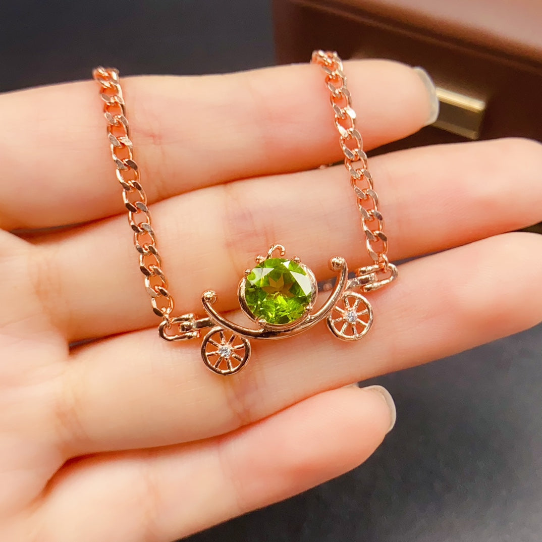 Natural Peridot Bracelet | Round Cut Rose Gold Plated Bracelet | 8*8mm Genuine Gemstone | 925 Silver Summer Jewelry | Dainty Statement Gift For Women