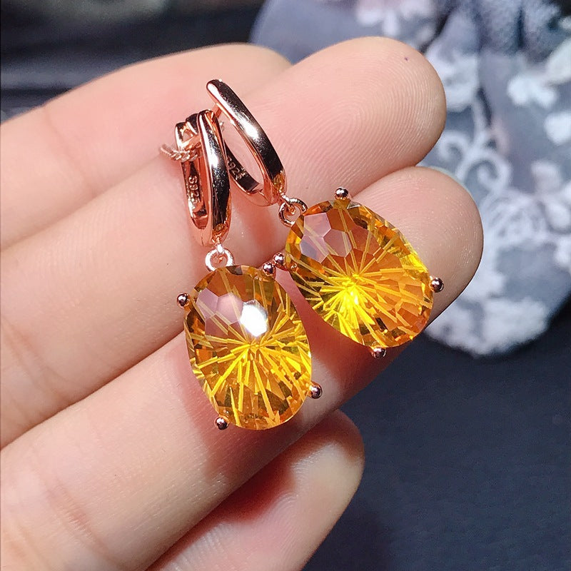 S925 Firework Citrine Earrings