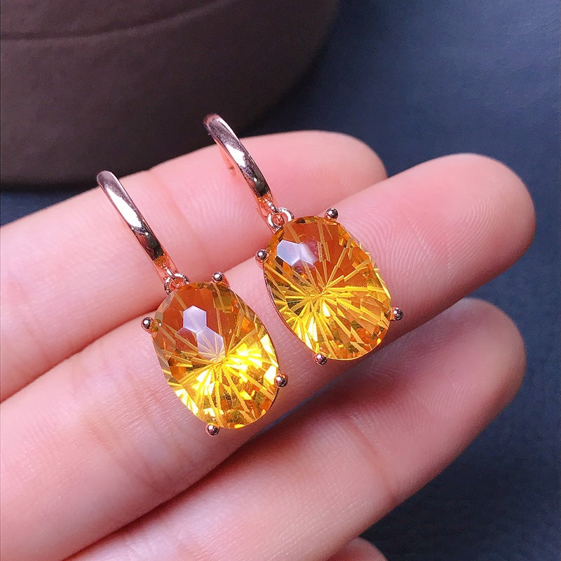 S925 Firework Citrine Earrings