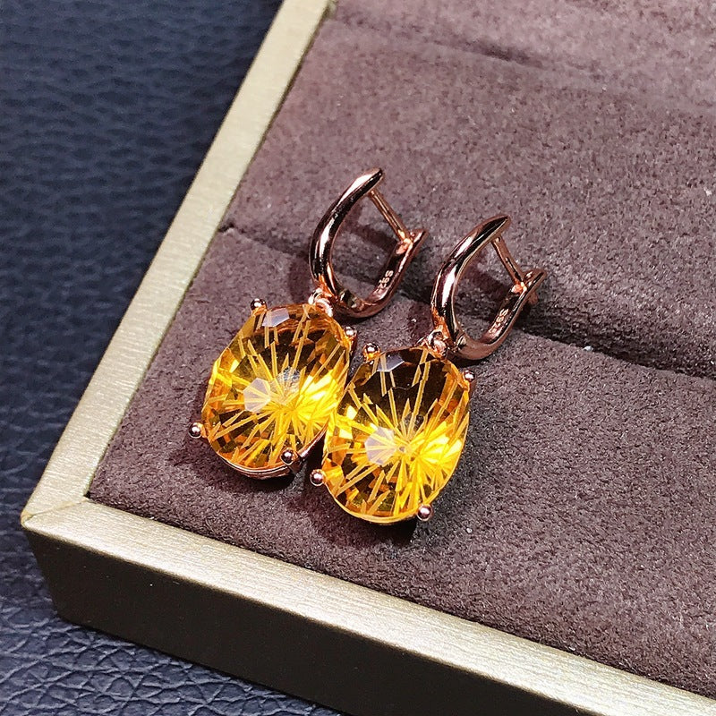 S925 Firework Citrine Earrings