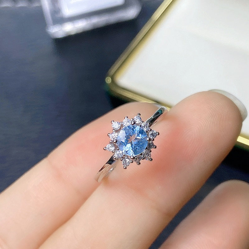 S925 Natural Blue Topaz Set of Four