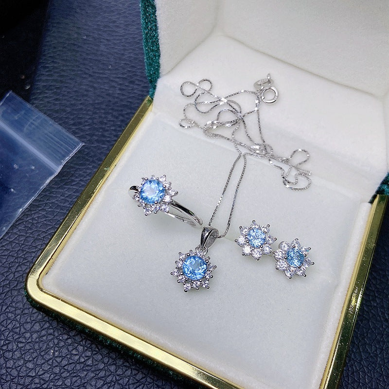 S925 Natural Blue Topaz Set of Four