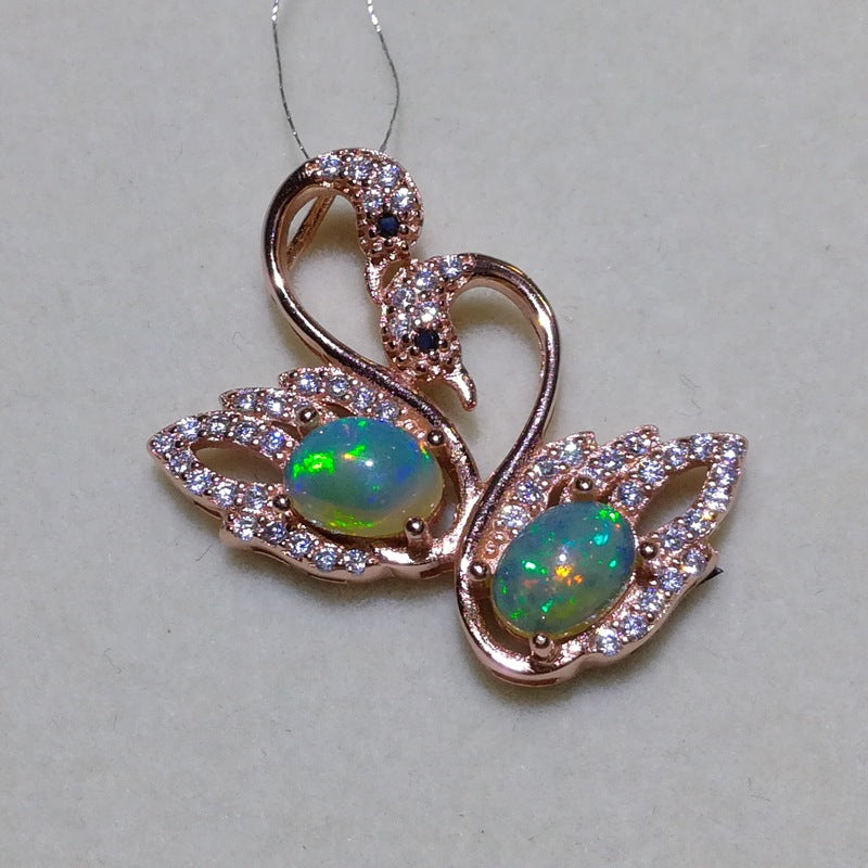 S925 Natural Two Australian Opal Pendant