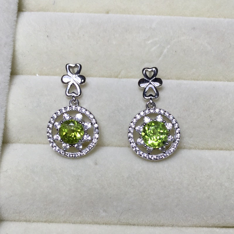 S925 Natural Peridot Earrings