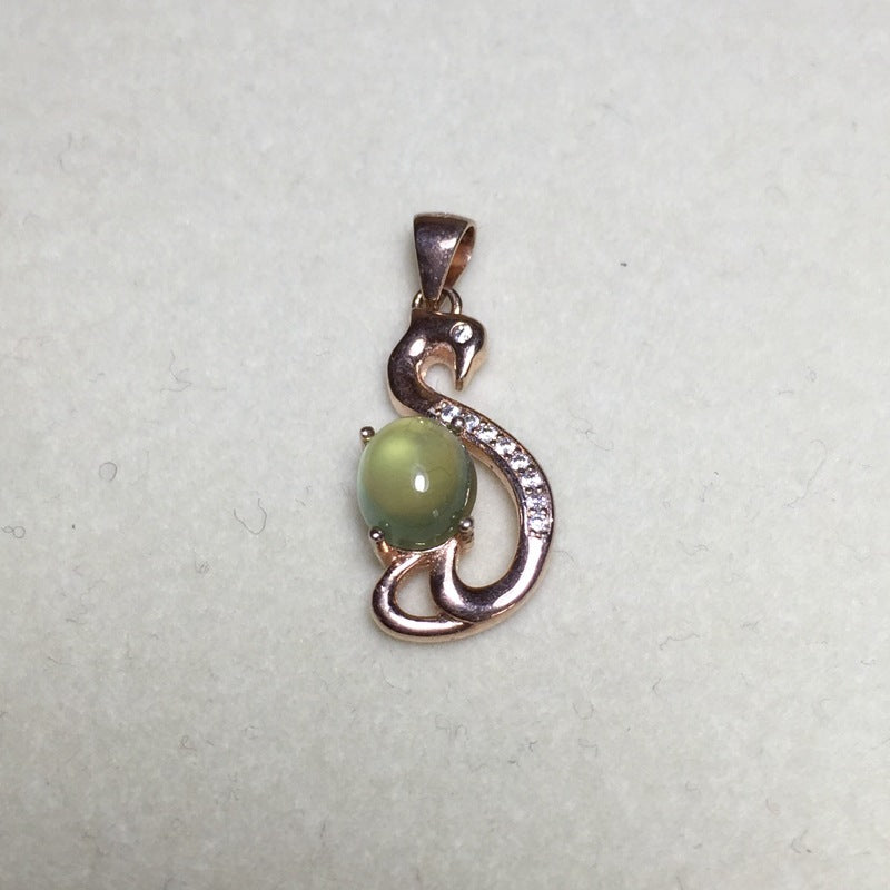 S925 Natural Grape Stone Pendant