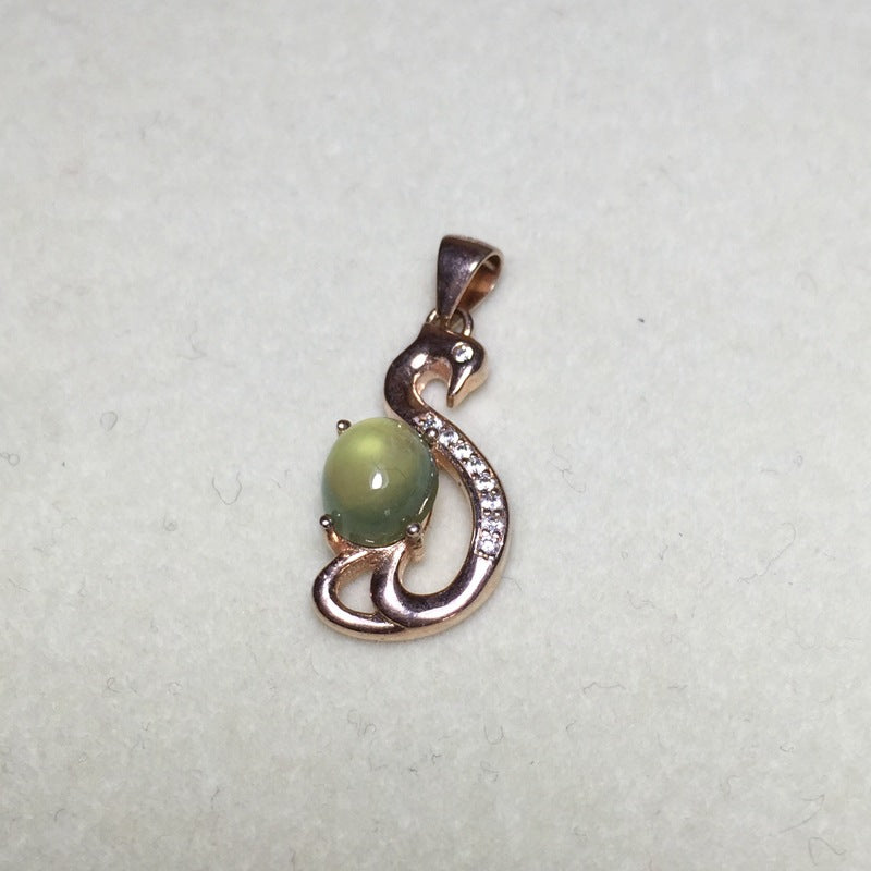 S925 Natural Grape Stone Pendant