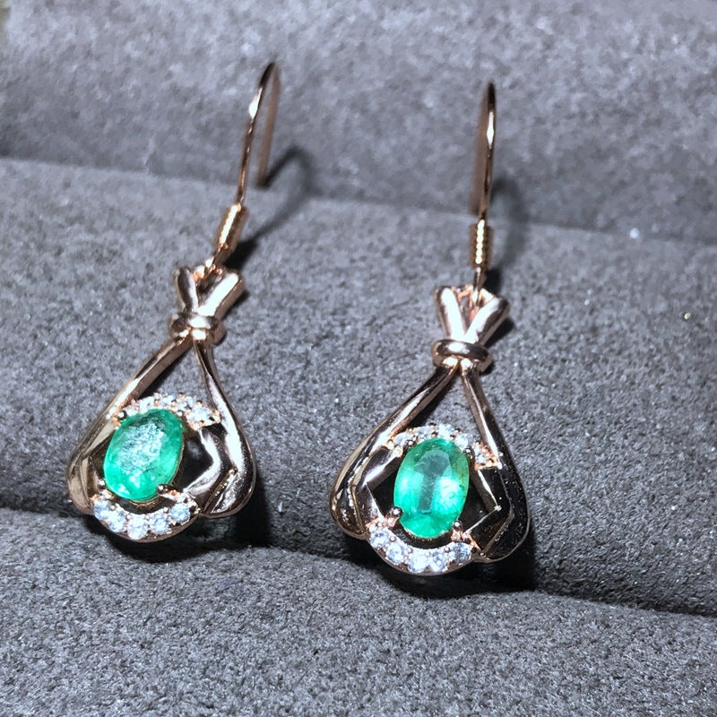 S925 Natural Emerald Earrings