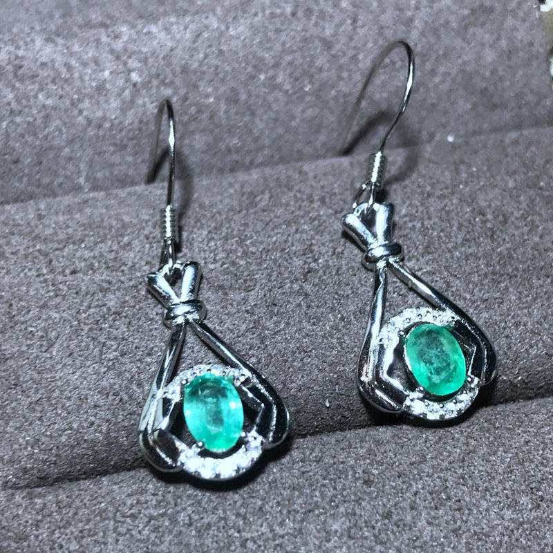 S925 Natural Emerald Earrings