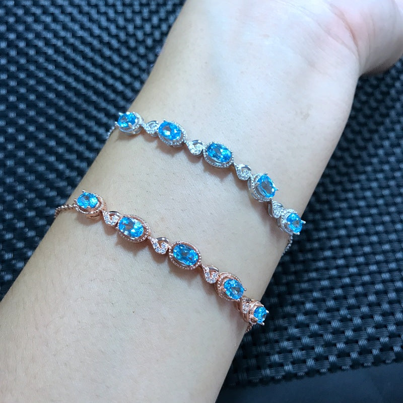 S925 Natural Topaz Bracelet
