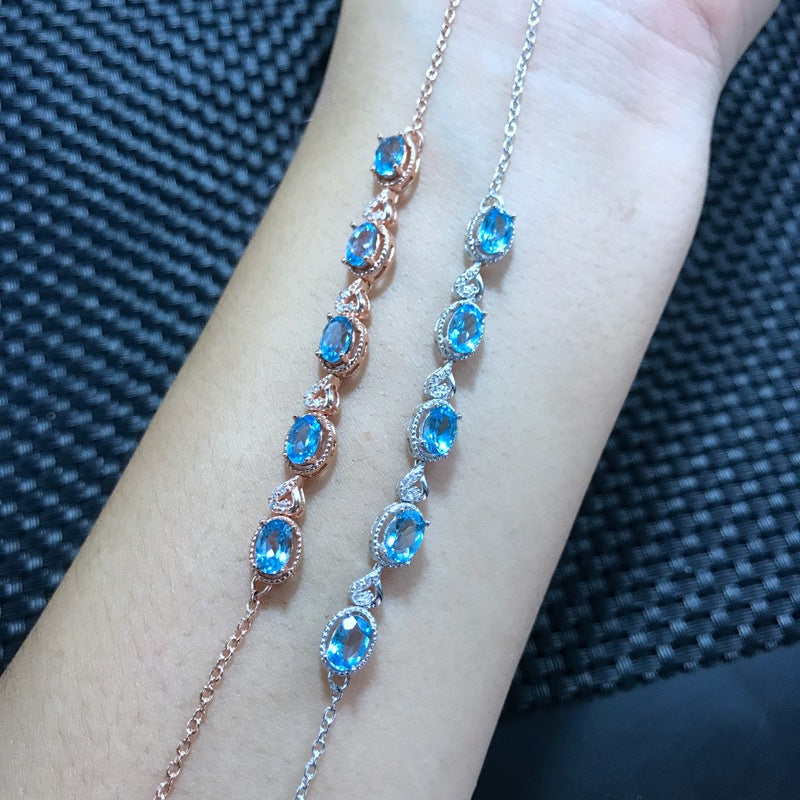 S925 Natural Topaz Bracelet