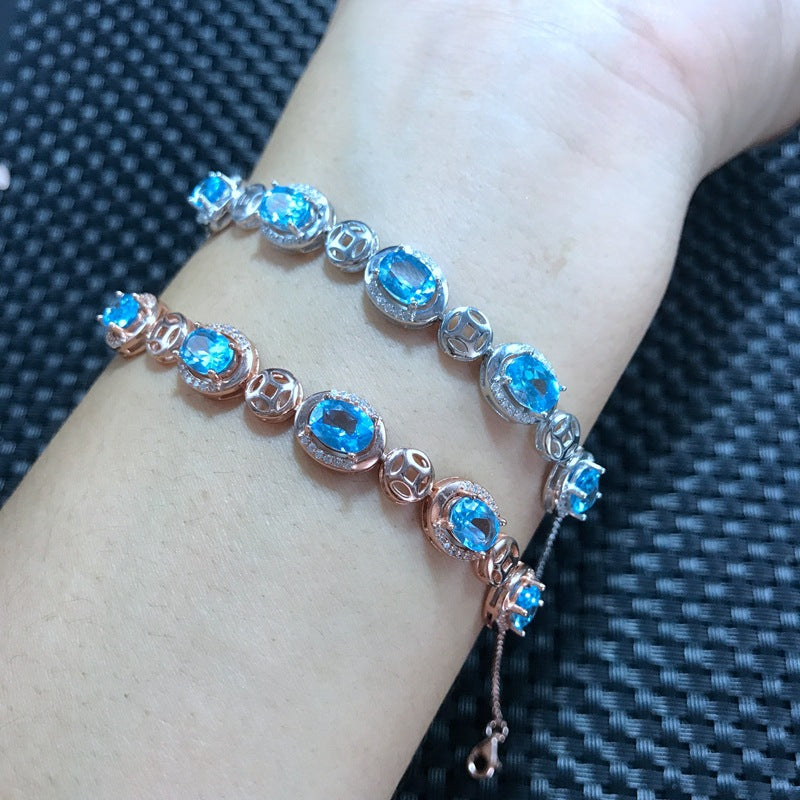 S925 Natural Topaz Bracelet
