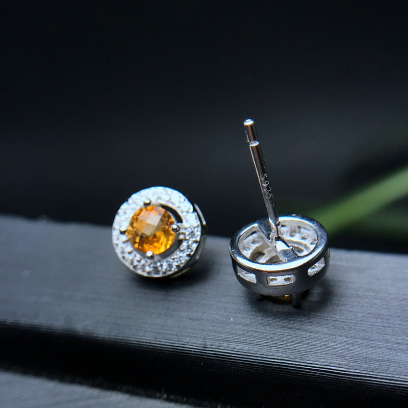 S925 Natural Brazilian Topaz Delicate Earrings