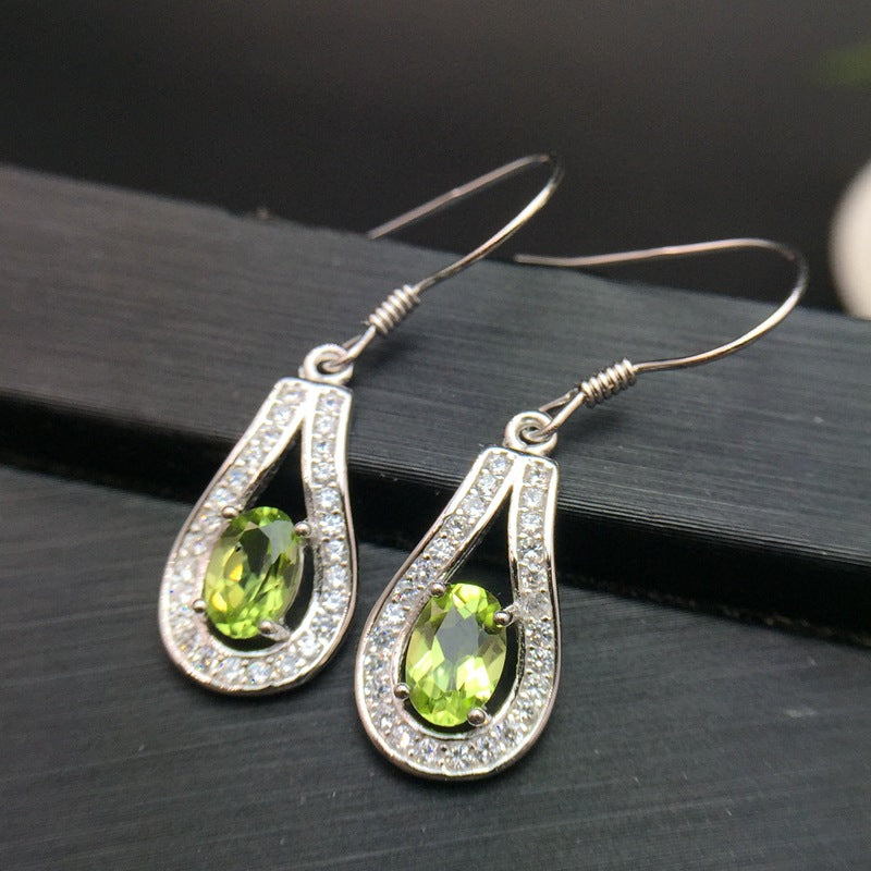 S925 Natural Peridot Earrings