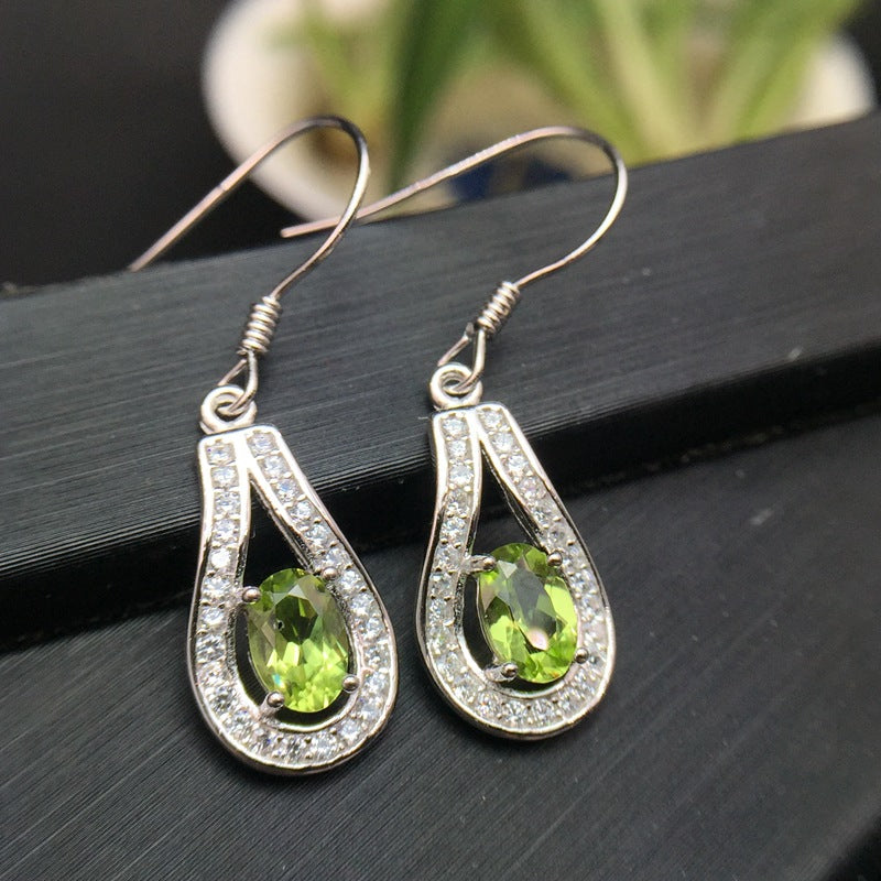S925 Natural Peridot Earrings