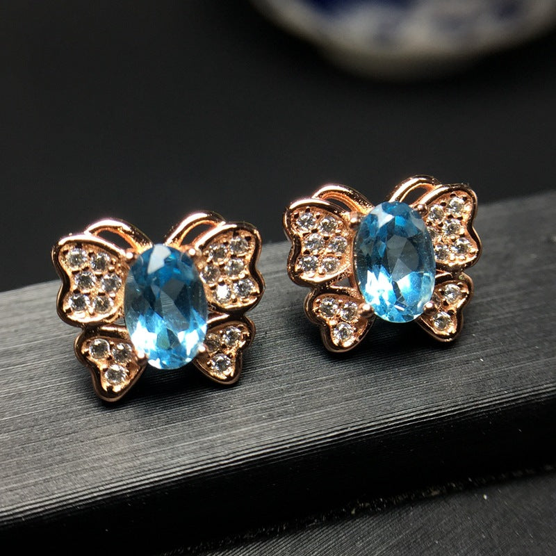 S925 Butterfly Topaz Earrings