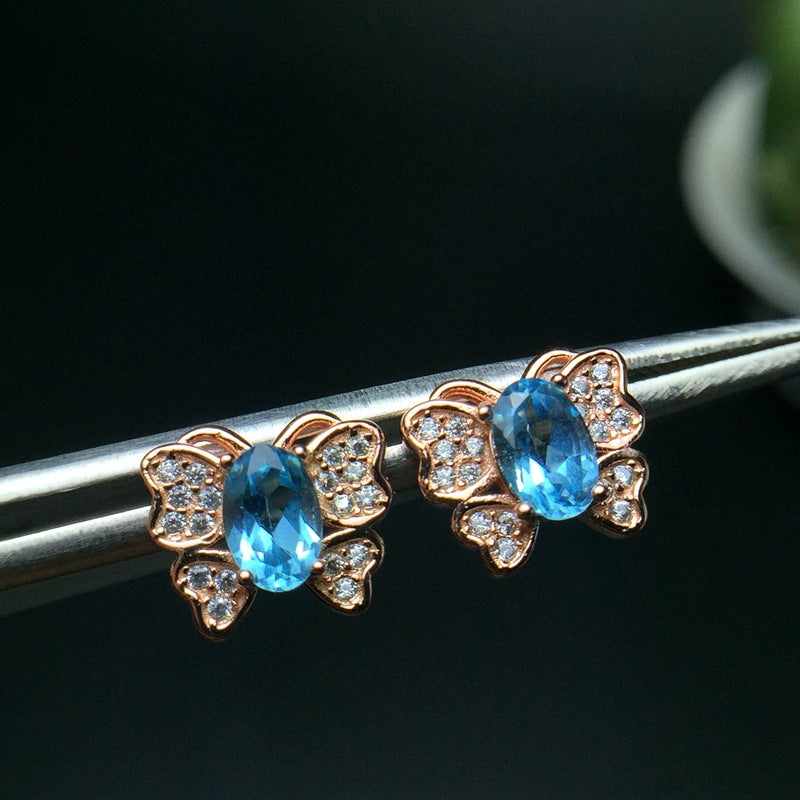 S925 Butterfly Topaz Earrings