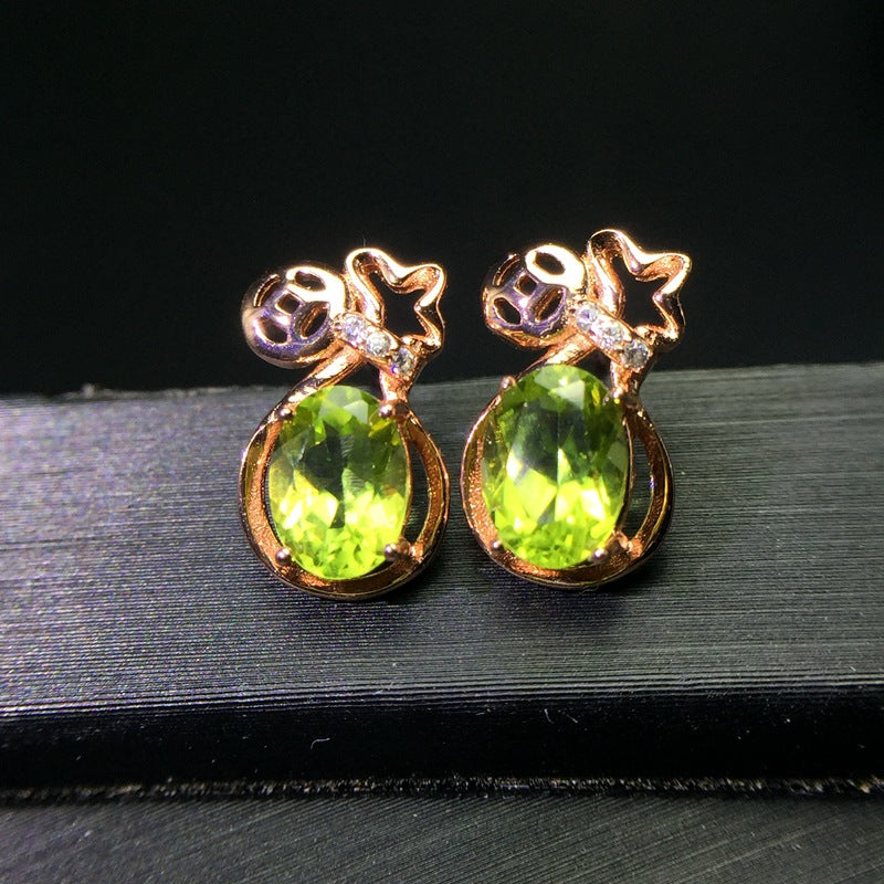 Natural Peridot Earrings Wholesale 925 Silver Earrings