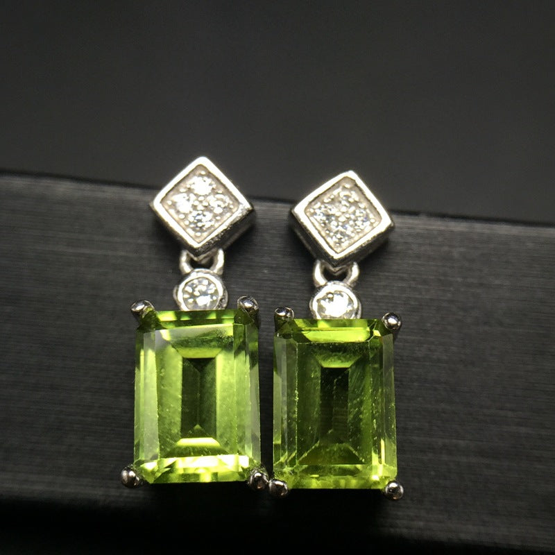 925 Silver Peridot Stud Earrings Pretty Princess Square