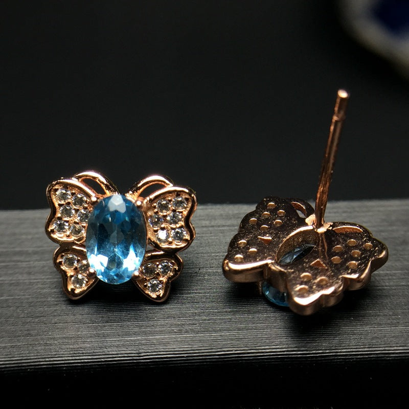 S925 Butterfly Topaz Earrings