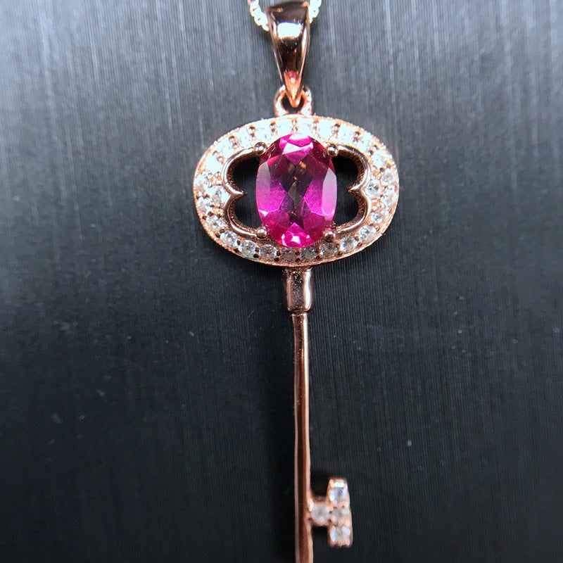 S925 Natural Pink Topaz Pendant