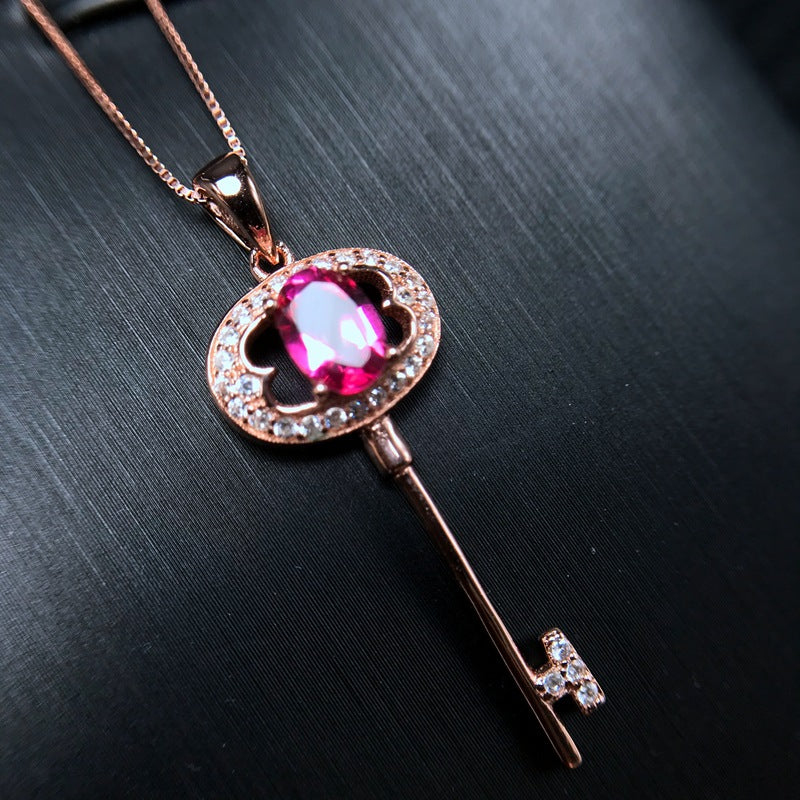 S925 Natural Pink Topaz Pendant