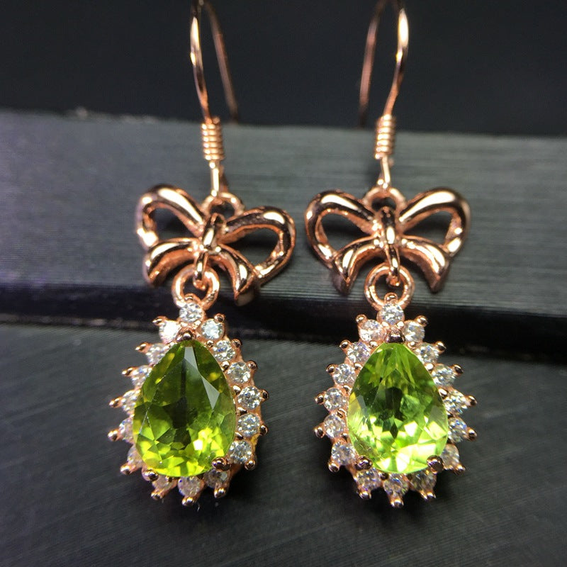 S925 New Natural Peridot Earrings