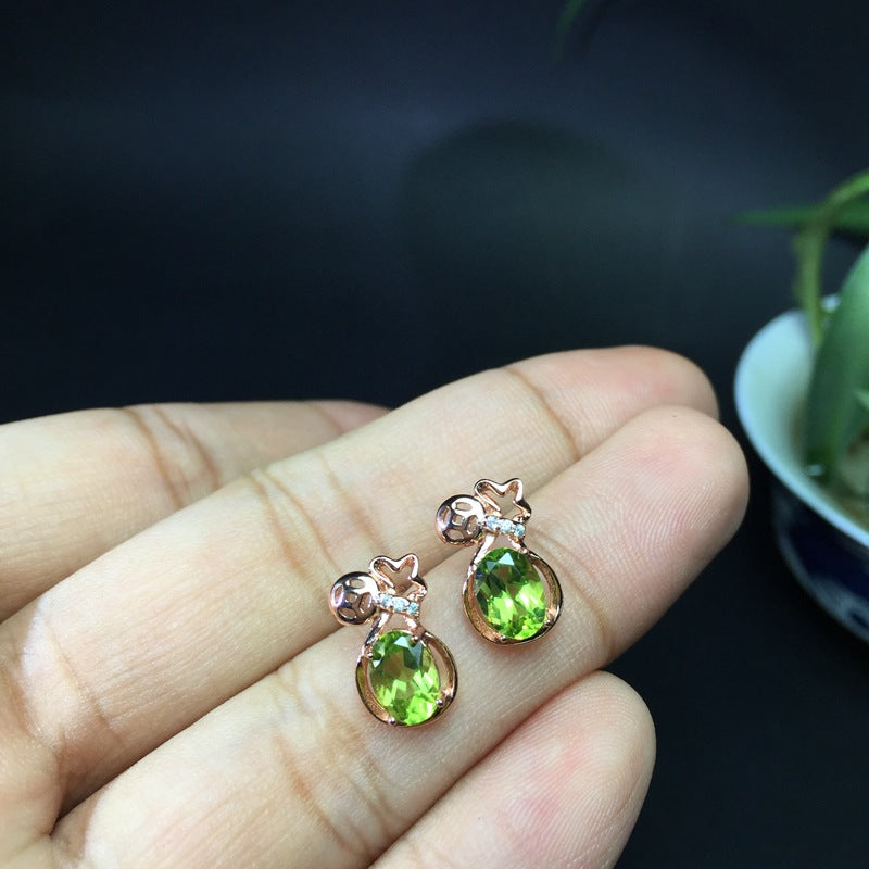 Natural Peridot Earrings Wholesale 925 Silver Earrings