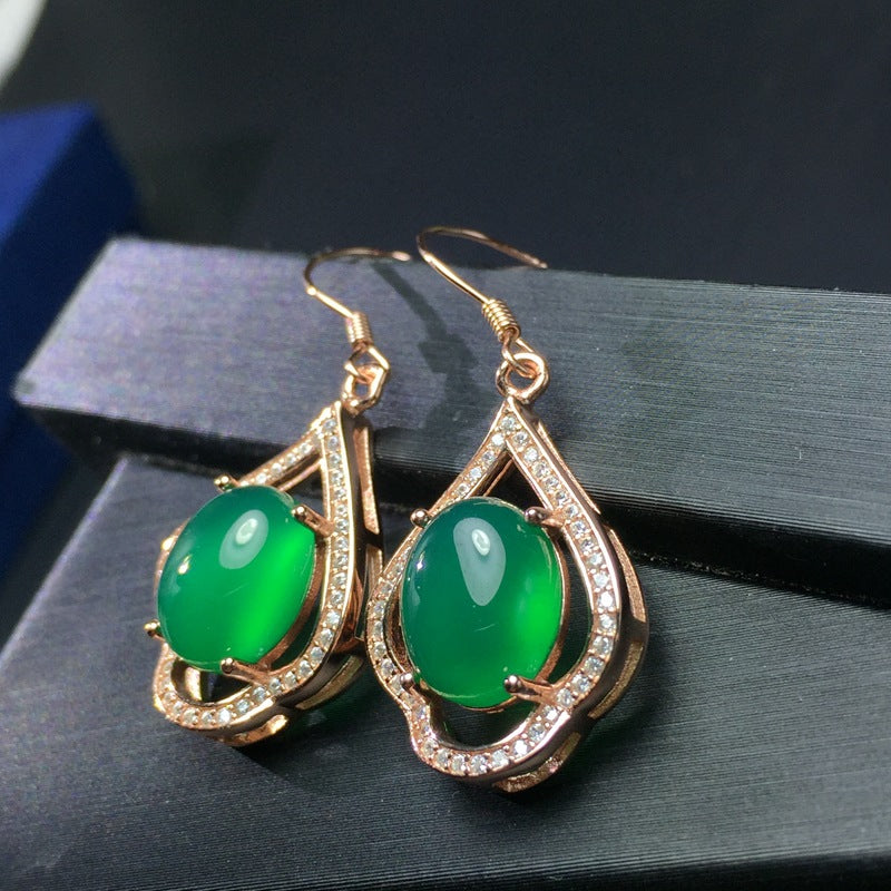 925 Sterling Silver with Natural Chrysoprase Earrings