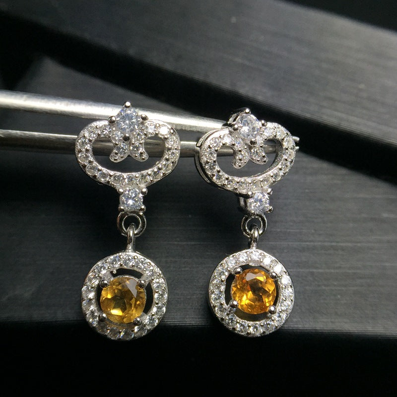 S925 Simple Trend New Design Natural Brazilian Topaz Earrings