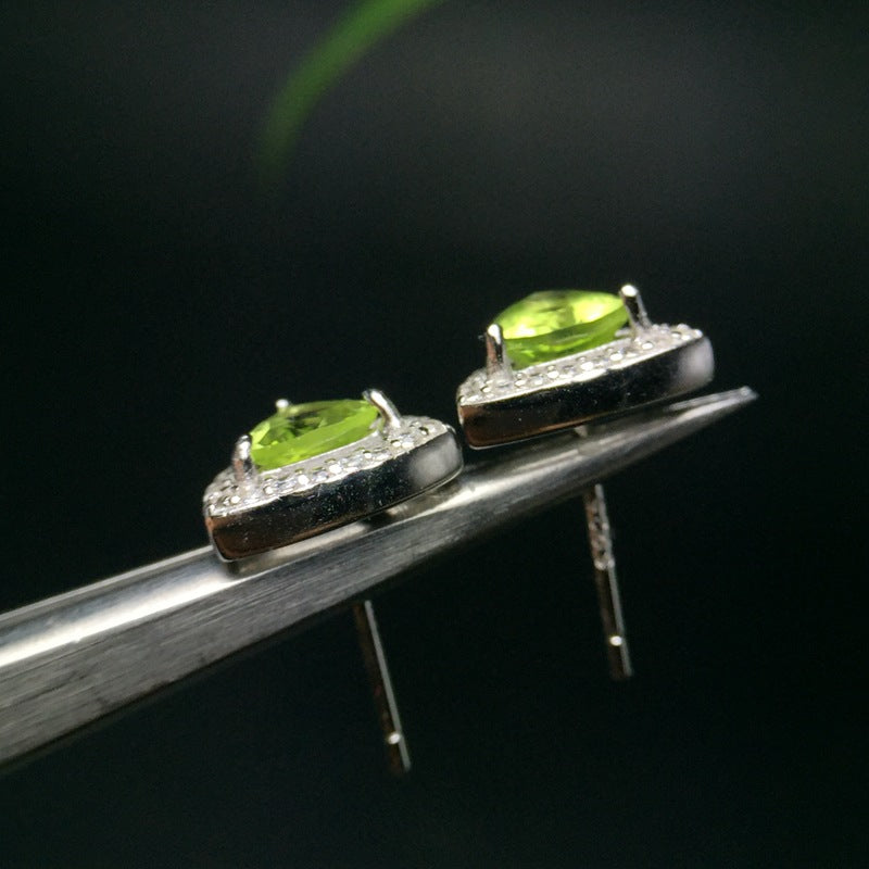 925 Silver with Natural Peridot Earrings