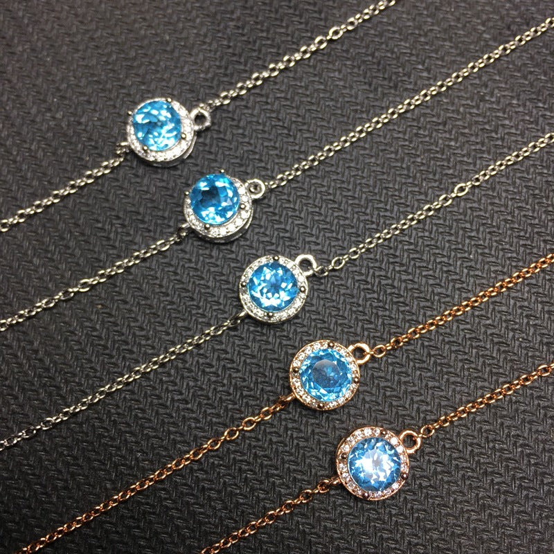 S925 Simple Natural Topaz Bracelet