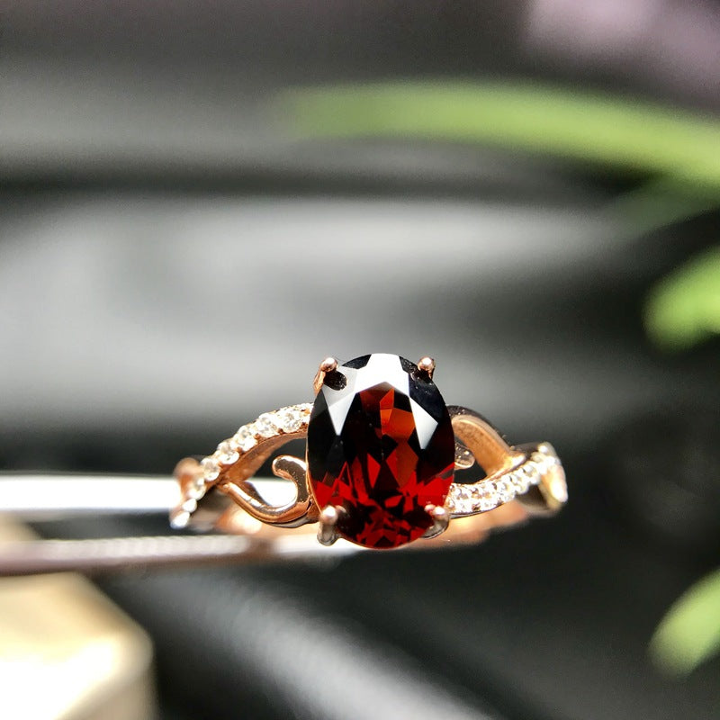 S925 New Natural Garnet Ring
