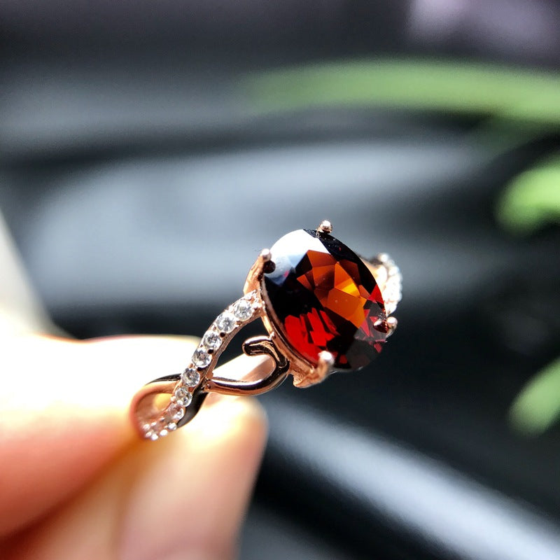 S925 New Natural Garnet Ring
