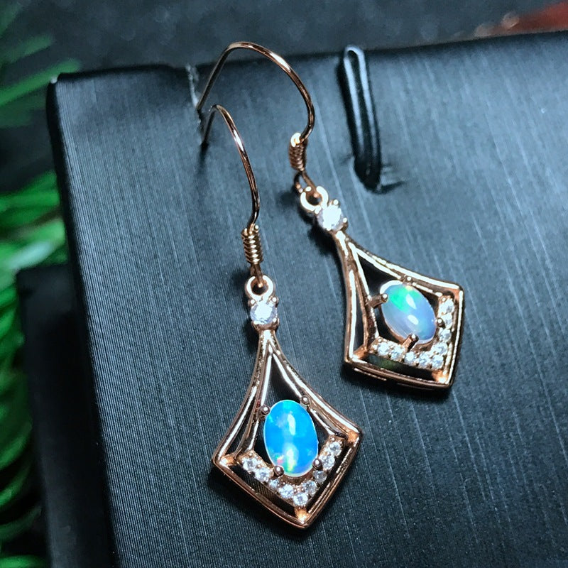 925 Silver with Natural Opal Earrings