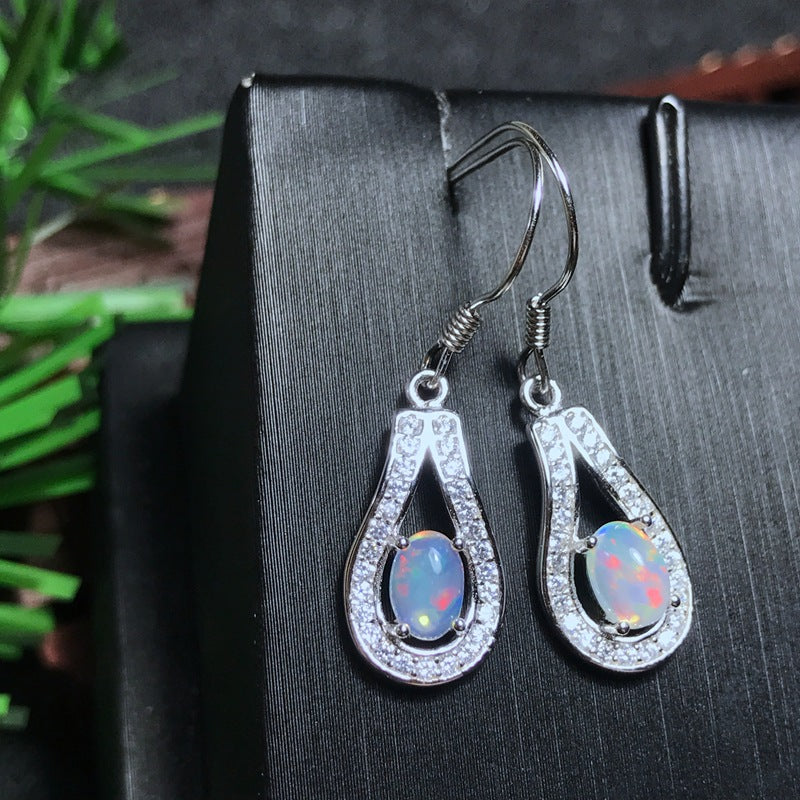 S925 Natural Opal Earrings