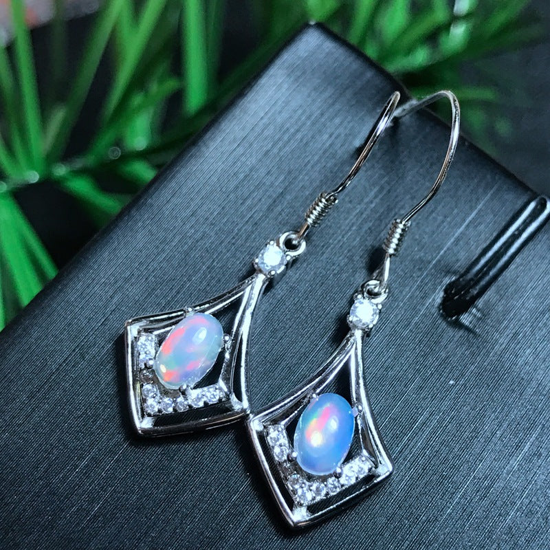 925 Silver with Natural Opal Earrings