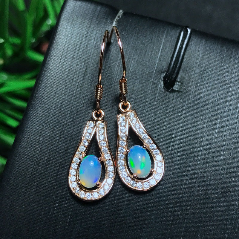 S925 Natural Opal Earrings