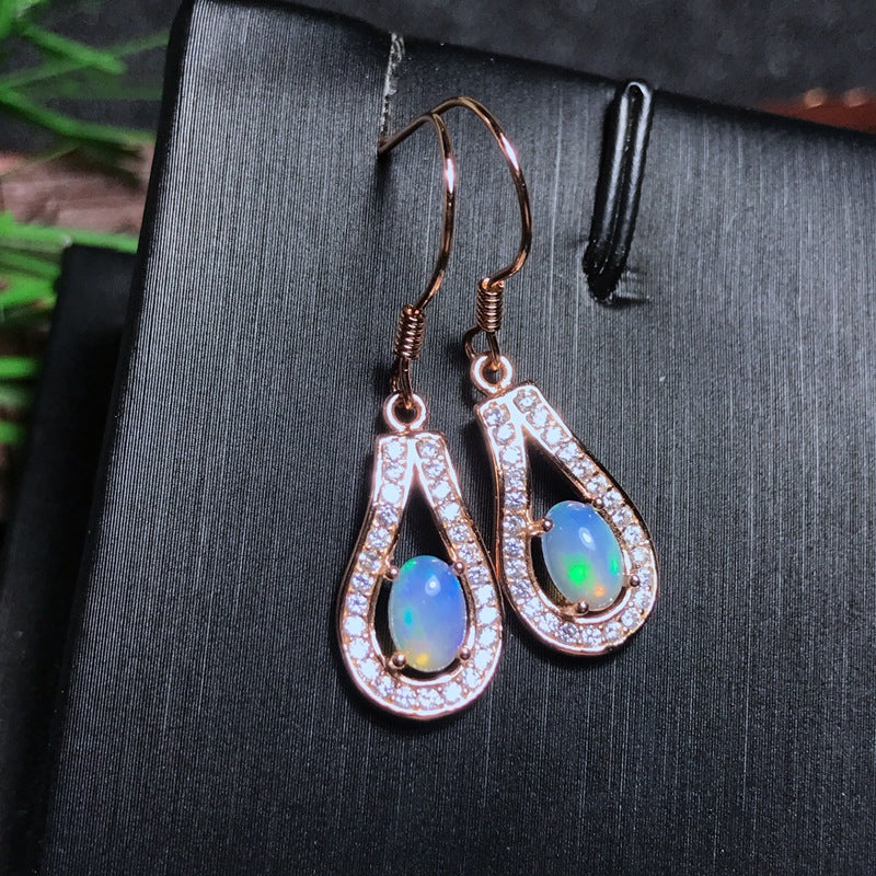 S925 Natural Opal Earrings