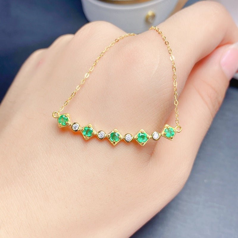 S925 Fashion Natural Emerald Evening Necklace