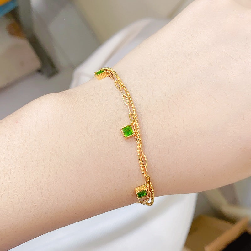 S925 Fresh and Simple Natural Tourmaline Bracelet