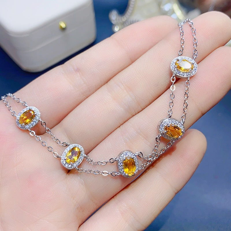 S925 Fashion Bracelet Natural Citrine Bracelet