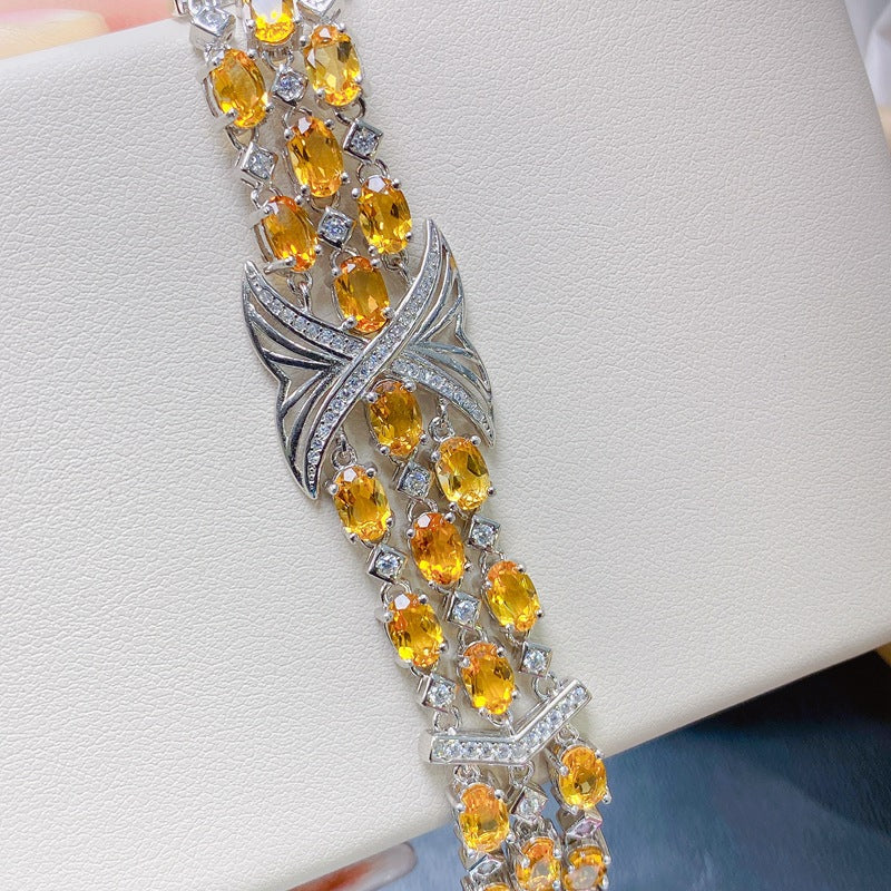 S925 Luxury Citrine Women's Bracelet Light Luxury High Feeling