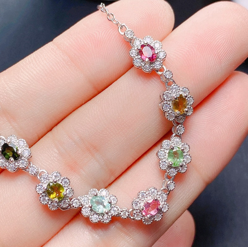 S925 Natural Pink Tourmaline Bracelet
