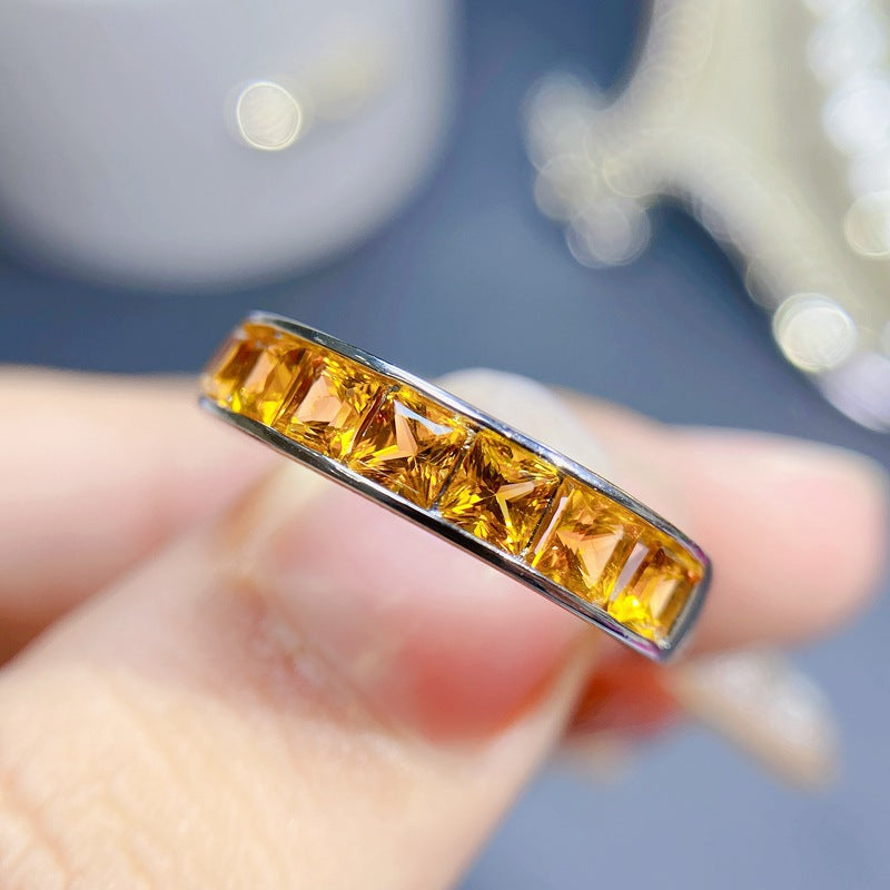 S925 Simple Natural Citrine Ring
