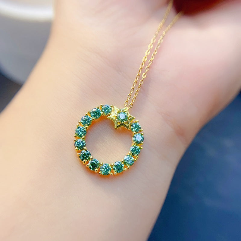 S925 Green Moissanite Pendant 3*3mm Ladies Pendant