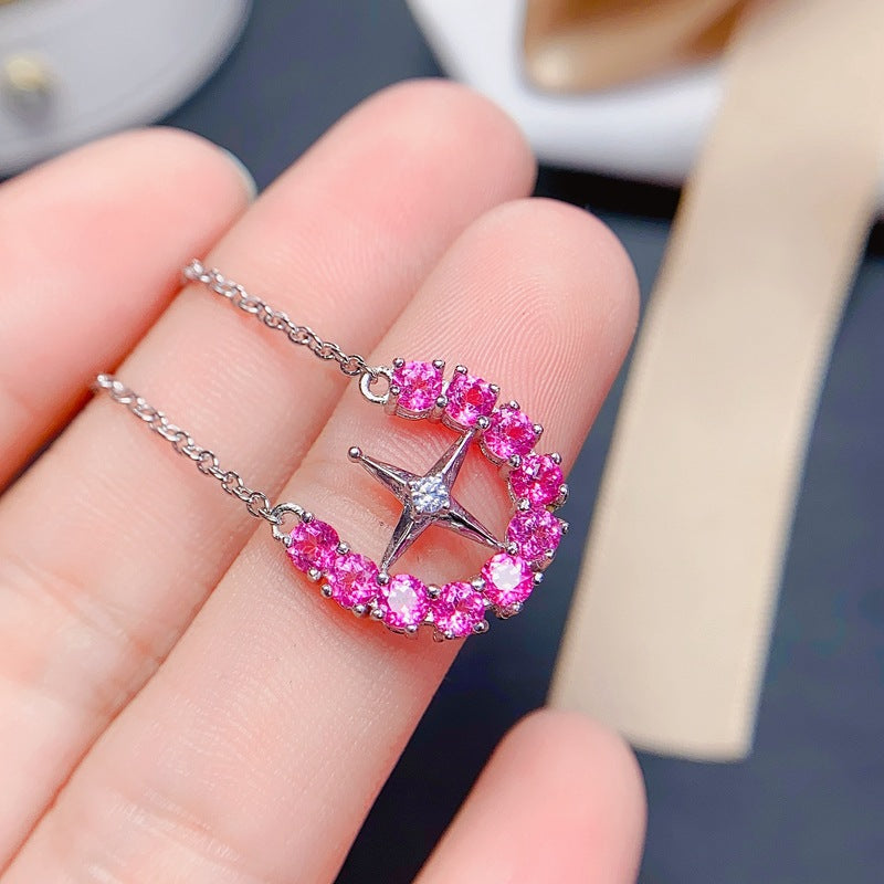 S925 Natural Pink Topaz Necklace