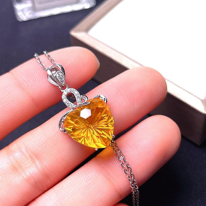 S925 Firework Citrine Pendant