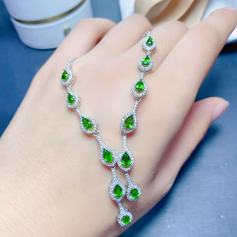 S925 Natural Turbidite Necklace 3*5mm Necklace Gowns
