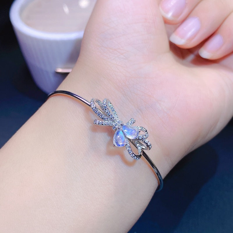 S925 Natural Blue Moonstone Bracelet